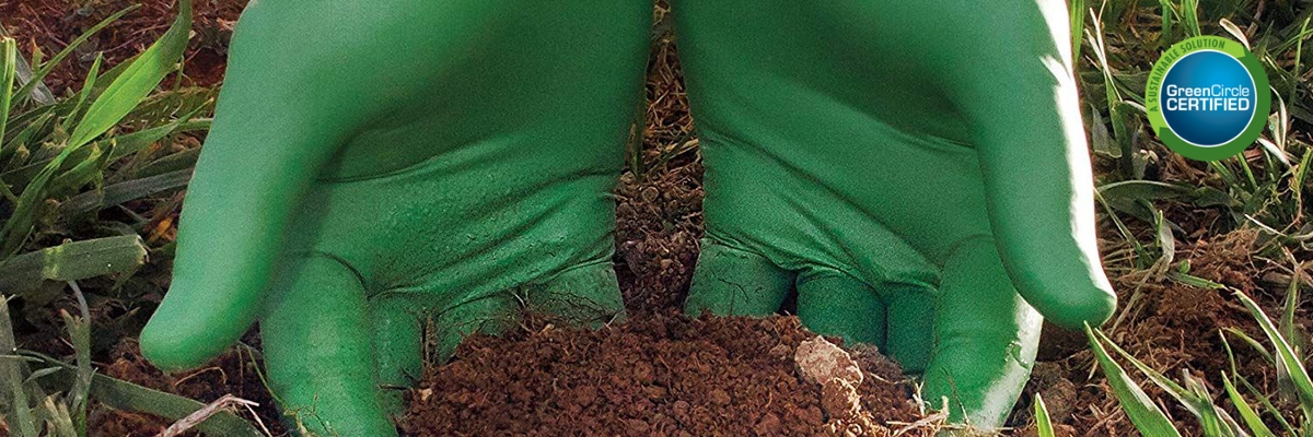 Gloves with a green thumb