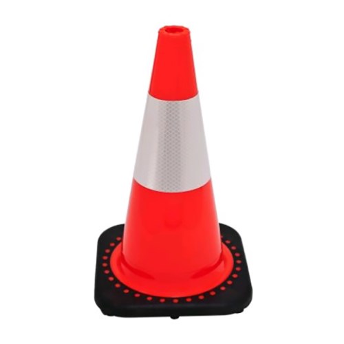8147.006.001 cone 18in org - 6in 3m dg reflective - blk base see descrip