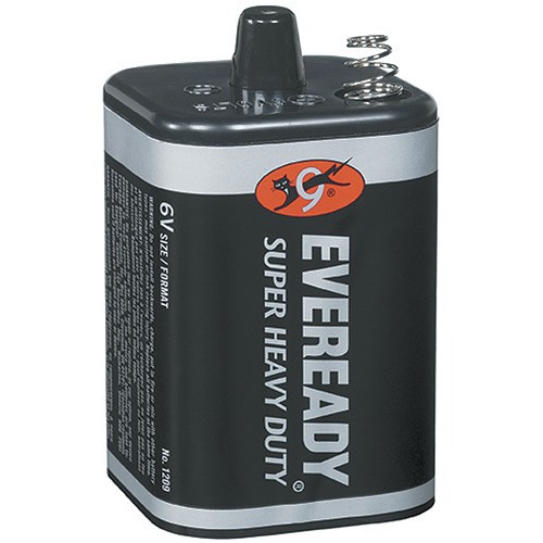 aba007 energizer super heavy duty battery, single cell, 6v, zinc carbon 1209