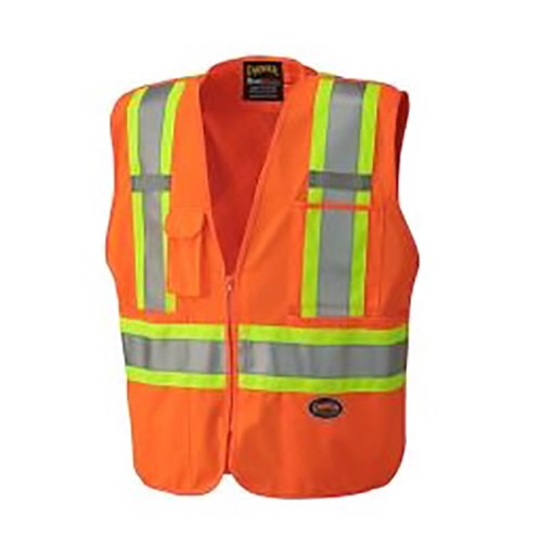cr-6935 hi-viz tear-away mesh back front zip safety vest