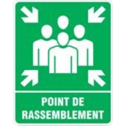 panneau point de rassemblement en aluminium 24''x30'' en français signis
