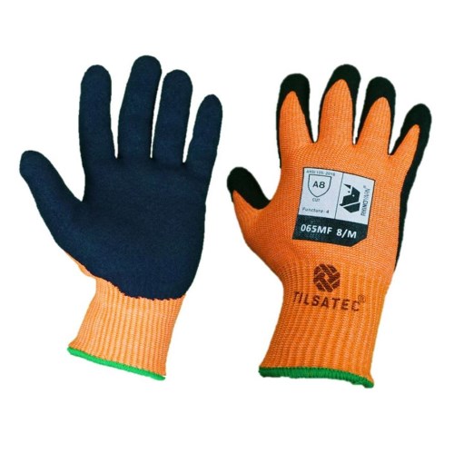 mgc632 tilsatec a8 cut level, hi-vis microfoam nitrile palm coated gloves