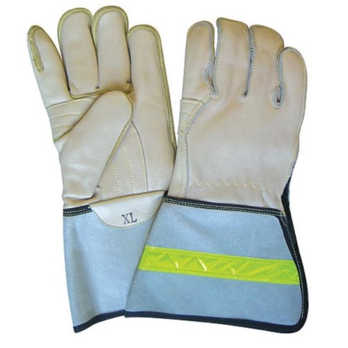 mgg204 cowhide gloves with 5'' split leather cuffs and reflective tape