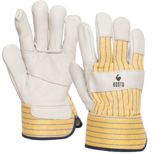 mgg220 kosto full grain leather and cotton back work gloves with lined palm mgg220