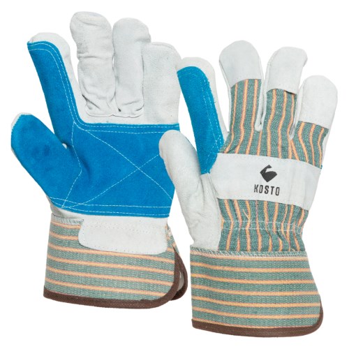 mgg235 kosto split leather and cotton work gloves with leather lined palm mgg235