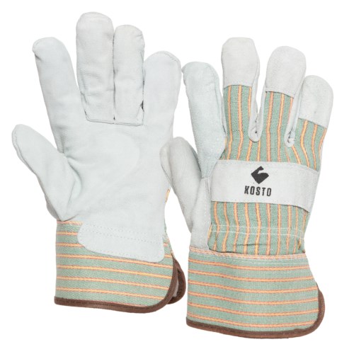 mgg236 kosto split leather and cotton work gloves with rigid safety cuffs