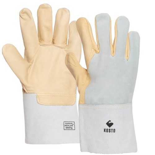 mgs019 kosto 12” full grain leather welding  work gloves with split leather back mgs019