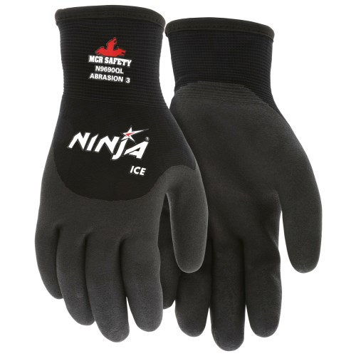mgv245 mrc safety ninja® ice nylon winter work gloves with 3/4 dipped hpt coating