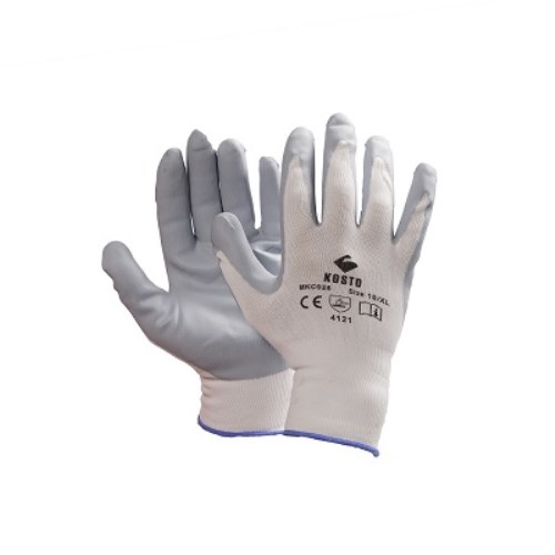 mkc025 kosto abrasion resistant nylon work gloves with foam nitrile coating