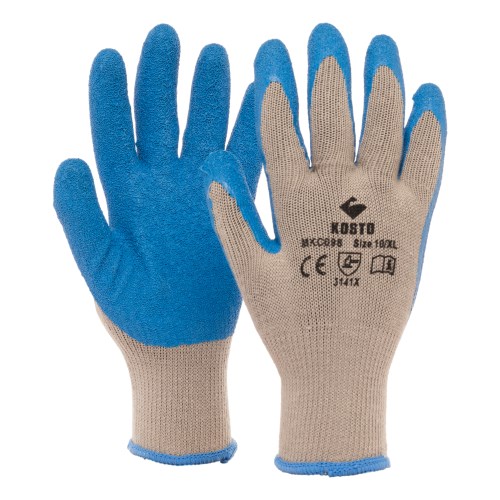 mkc098 kosto latex coated polyester and cotton knit work gloves