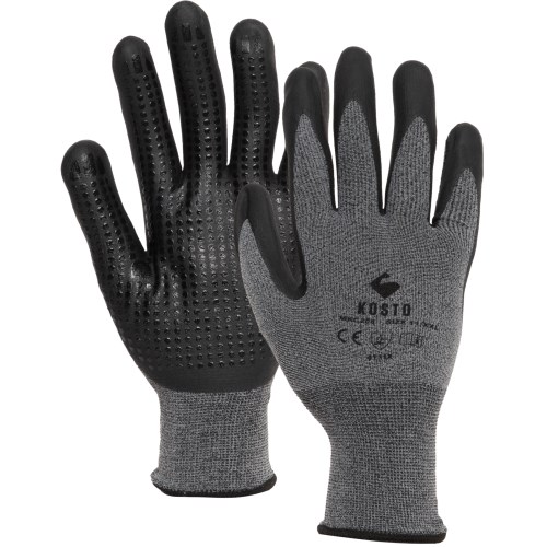 knitted work gloves with textured nitrile coating kosto