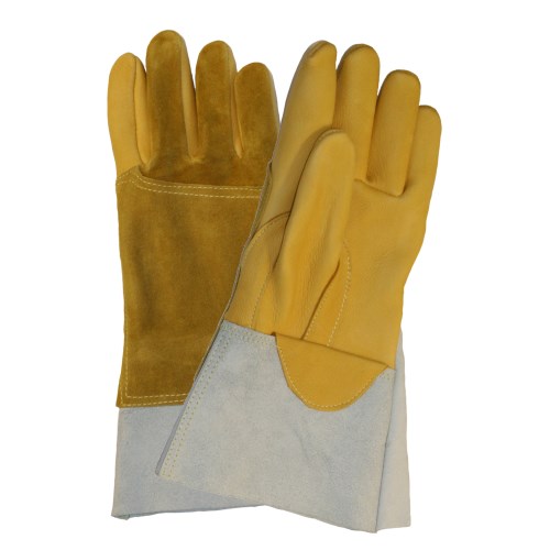 mkg519 deer leather welding gloves with cow split leather back
