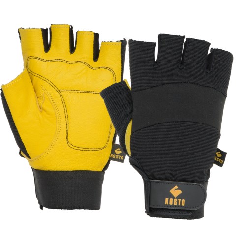 mks155 kosto anti-vibration goatskin leather half-fingers mechanic work gloves
