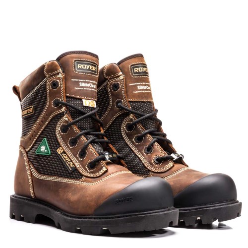 PBR113 Royer 8'' Metal-Free Waterproof Work Boots with Flx Rubber Sole