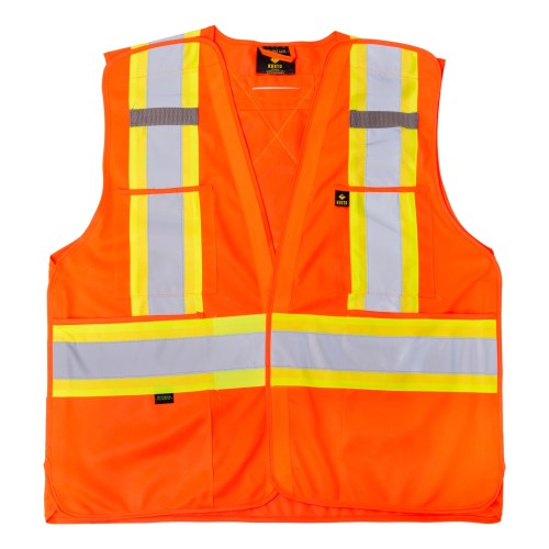 svk051 kosto breathable polyester traffic vest with 4" reflective tape svk051l/xl