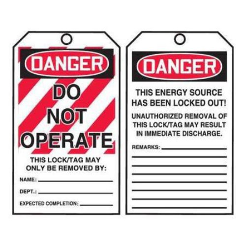 tp-tar125 etiquette verouillage en carton anglais "danger / do not operate" rouleau 100 tar125 tar125 q634596et