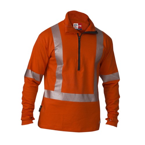 big bill flame resistant high visibility thermal sweatshirt with half-zip