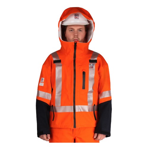 vma058 big bill 100% waterproof flame resistant rain jacket with reflective tape